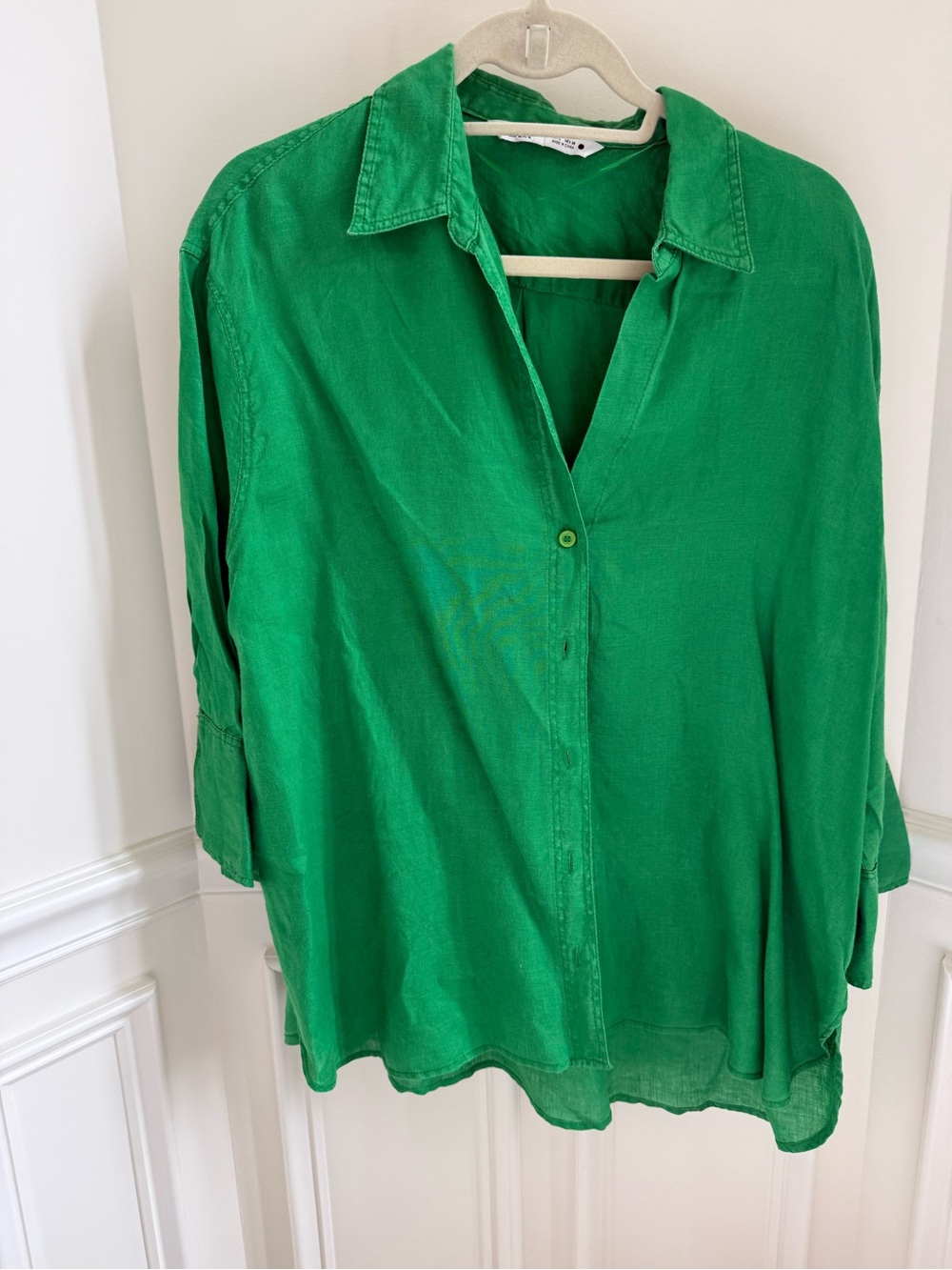Zara Emerald Green Button-Down Shirt